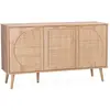 SWEEEK Buffet scandinave décor bois et cannage arrondi 3 portes 120cm Eva