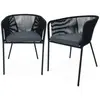 SWEEEK Lot de 2 fauteuils de jardin en corde noire et acier galvanisé. coussin gris