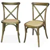 SWEEEK Lot de 2 chaises de bistrot en bois d'hévéa marron vieilli. vintage. assise en rotin. empilables