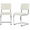SWEEEK Lot de 2 chaises cantilever tissu bouclette texturée blanc cassé L46 x P54.5x H84.5cm
