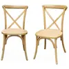 SWEEEK Lot de 2 chaises de bistrot en bois de cédrèle naturel. vintage. assise en rotin. empilables