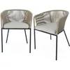 SWEEEK Lot de 2 fauteuils de jardin en corde beige et acier galvanisé. coussin beige