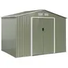 SWEEEK Abri de jardin en métal - FERRAIN 5.29m² vert et blanc - Cabane à outils avec deux grandes portes coulissantes. kit de fixation sol