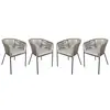 SWEEEK Lot de 4 fauteuils de jardin en corde beige et acier galvanisé. coussin beige