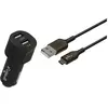 GREEN_E Kit chargeur voiture 17W 2USB A + Cable micro USB - 1,3m