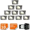 Spot encastrable orientable LED carré alu brossé GU10 230V eq. 50W bla...