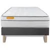 SEPTNUITS Ensemble sommier matelas 90x190 Memo luxe Ressorts ensachés et mémoire de forme - 26 cm - Equilibré - sommier gris
