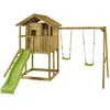 KANGUI Aire de jeux en bois avec cabane sur pilotis WAPITI   Balançoires, toboggan, cabane avec balcon