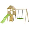 KANGUI Aire de jeux portique en bois WOODI - Double balançoire et nid ...