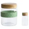 Pebbly PKV-031 bocaux Nomade, Verre Borosilicate, Transparent-Vert, 10 cm
