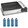 Barbecue à gaz 1900W Grille anti adhesive + 4 cartouches gaz camping Kemper