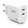 Chargeur secteur Urban Factory avec 1 port USB-C 45 W + 1 port  USB-C 20 W Blanc