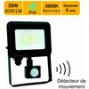 LUTECE Projecteur LED 20W 2000 LM 3000K IP44 avec détecteur - garantie 5 ans