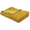 Trois Kilos Sept Couverture en tricot et flanelle Moutarde (75 x 100 cm)