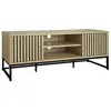 SWEEEK Meuble TV décor bois rainuré et métal 2 portes 120cm Lisbonne