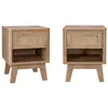 SWEEEK Table de chevet bois d'eucalyptus et cannage 1 tiroir (lot de 2) Mani
