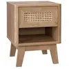 SWEEEK Table de chevet avec 1 tiroir et 1 niche effet bois et cannage. pieds eucalyptus