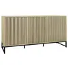 Buffet contemporain 3 portes effet bois rainuré - SWEEEK - L160 - Piètement métal noir