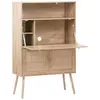 SWEEEK Bureau secrétaire effet bois et cannage 2 portes Boheme