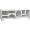 SWEEEK Meuble tv organique effet bois blanc 160cm avec 7 niches de rangement