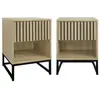 Tables de chevet contemporaines SWEEEK - Lot de 2 avec tiroir effet bois rainuré et niche