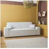 SWEEEK Canapé convertible 3 places blanc crème velours côtelé L 231 x P 96.5 x H 80cm