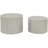 SWEEEK Lot de 2 tables basses PAROS rondes effet marbre blanc cassé. tables gigognes Ø58 x H 40cm / Ø50 x H 33cm
