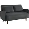 SWEEEK Canapé convertible 2 places scandinave velours côtelé gris foncé - Panam - pieds bois. banquette. dossier inclinable
