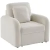 SWEEEK Fauteuil tissu bouclette blanche. lignes arrondies. Milano. L 90 x P 85 x H 85cm