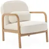 SWEEEK Fauteuil scandinave bois d'hévéa et dossier arrondi en bouclette blanche - AMELIE