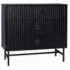 Commode - SWEEEK - BAZALT - Bois rainuré - Noir - 3 tiroirs