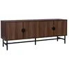 SWEEEK Table de chevet effet bois foncé décor bois rainuré. un tiroir. L 48 x l 39 x H 50cm