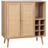 SWEEEK Buffet range bouteilles portes en cannage et décor bois avec casiers