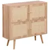 Commode enfant - SWEEEK - Effet bois - 4 portes - Détails cannage