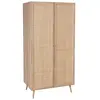 SWEEEK Armoire cannage et effet bois 2 portes avec étagère et tringle - Hauteur 179.5cm