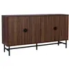SWEEEK Buffet de rangement effet bois foncé. Bazalt. quatre portes. deux étagères. L 157.5 x l 39 x H 83cm