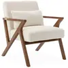 SWEEEK Fauteuil scandinave bois d'hévéa finition teinté noyer clair et bouclette blanche ANTOINE