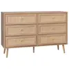 Commode - SWEEEK - Bohème - Effet bois et cannage - 6 tiroirs