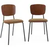 SWEEEK Lot de 2 chaises assise bouclette texturée moutarde. dossier bois de peuplier courbé. pieds en métal noir mat