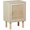 SWEEEK Table de chevet en cannage et décor bois - Camargue - 40x30x58cm - 2 niveaux - 1 porte - pieds droits