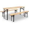 SWEEEK Table en bois 180cm avec 2 bancs   BAYONNE   Esprit brasserie. pliable. 6 personnes