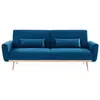 SWEEEK Canapé convertible design en velours - Oskar - 2 - 3 places scandinave droit avec pieds fins or rose