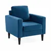 SWEEEK Fauteuil scandinave en velours bleu - Bjorn - Canapé 1 place fixe droit pieds bois