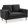 SWEEEK Canapé en tissu gris chiné foncé - Bjorn - Canapé 2 places fixe droit pieds bois. style scandinave