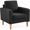 SWEEEK Fauteuil scandinave en tissu gris chiné foncé - Bjorn - Canapé 1 place fixe droit pieds bois