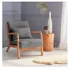 SWEEEK Fauteuil design en bois et tissu. 1 place droit fixe. pieds compas scandinave. structure en bois solide. assise confortable. gris