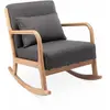 SWEEEK Fauteuil à bascule design en bois et tissu. 1 place. rocking chair scandinave. gris foncé