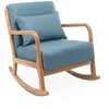 SWEEEK Fauteuil à bascule design en bois et tissu. 1 place. rocking chair scandinave. bleu