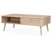 SWEEEK Table basse en cannage 110 x 59 x 39 cm - Bohème - Naturel. 1 tiroir. 1 espace de rangement. pieds scandinaves