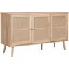 SWEEEK Buffet de rangement en cannage 120x39x70cm - Bohème - 2 niveaux. 3 portes. pieds scandinaves
